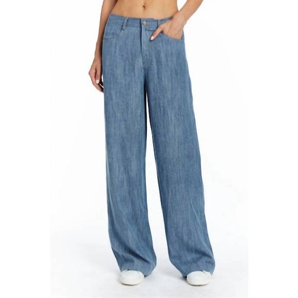 NEW DREW women's chambray trouser in bleach